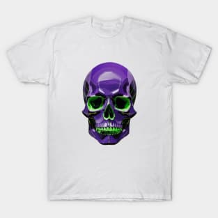 Roses of Darkness: Urban Stylish Green and Violet Skull Aesthetic Artwork for Halloween T-Shirt